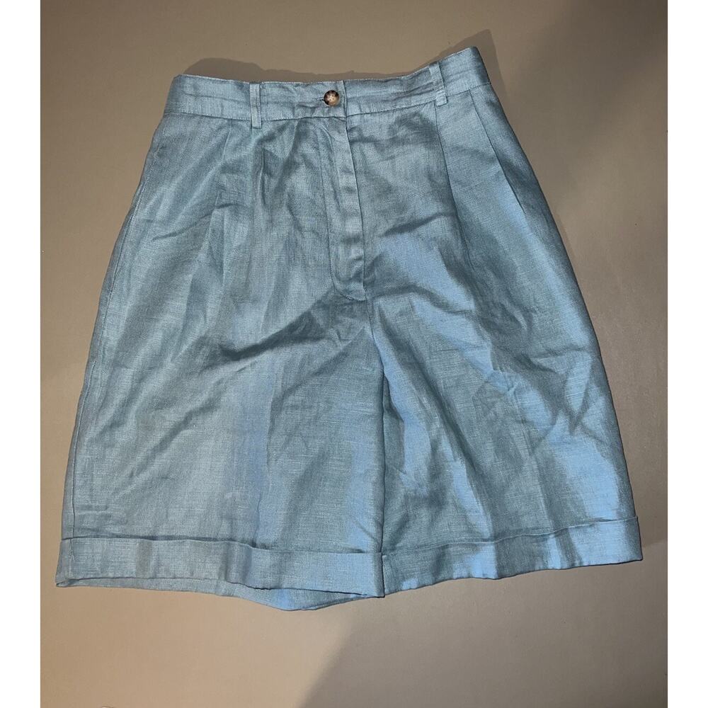 Talbots Petites Women’s Pleated Shorts Turquoise Size 6 With 2 Pockets